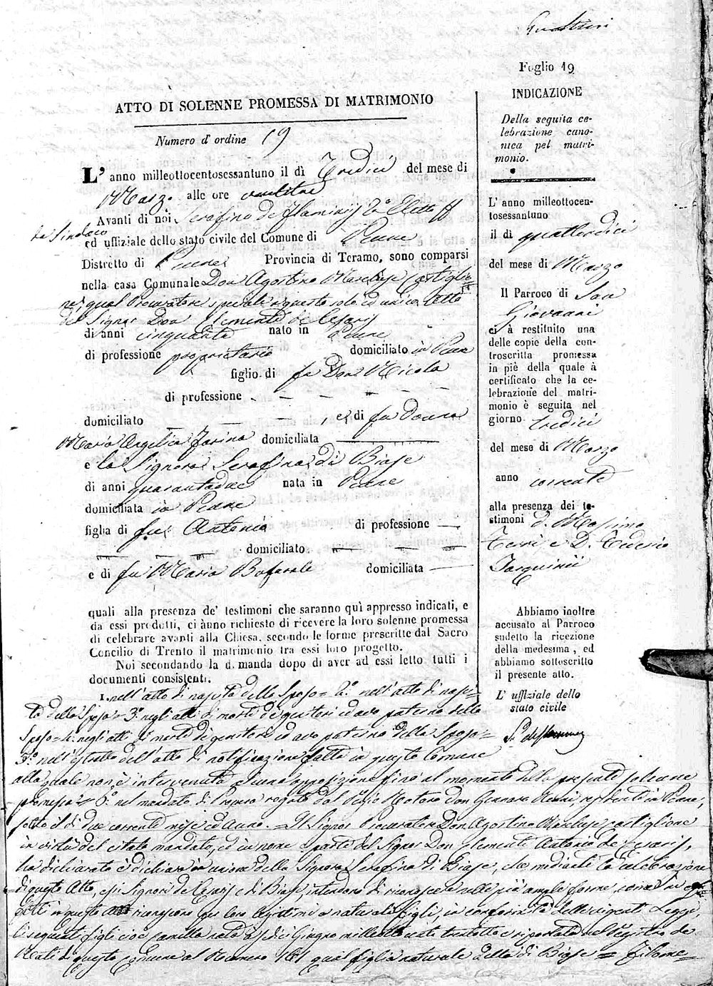 Atto di Solenne Matrimonio pagina 1
